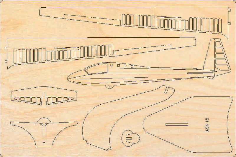 ASK18 Segelflugzeug Holzmodell Bausatz Pure Planes