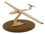 ASK21 Segelflugzeug Standmodell aus Holz auf einem Ständer zur Dekoration von Pure Planes