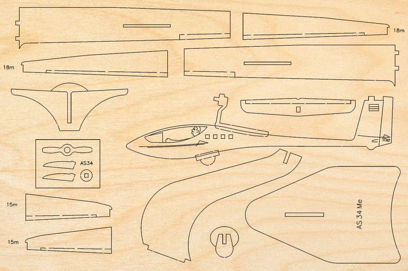 Segelflugzeug Modell Bausatz aus Holz der AS 34 Me