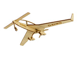 Flugzeugmodel des Speed Canard aus Holz zur Dekoration auf einem Ständer
