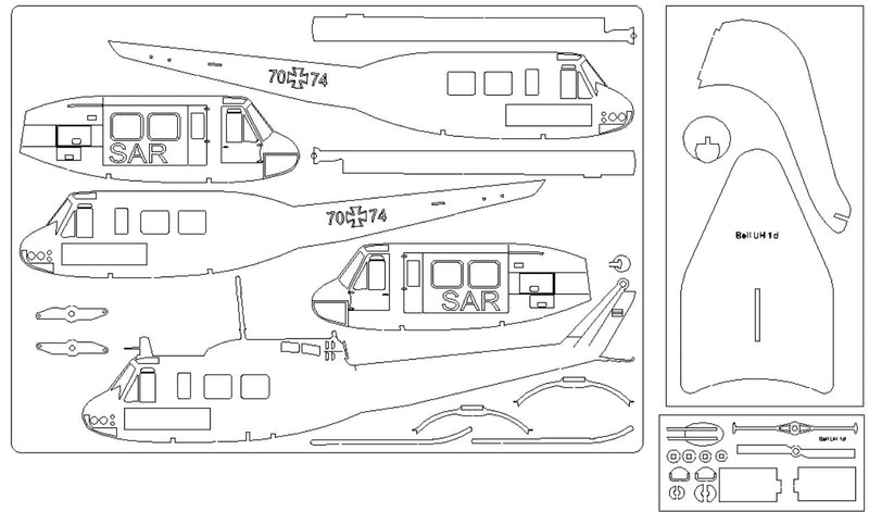 Bell UH 1d  Huey Deko Hubschrauber Modell Bausatz | Pure Planes