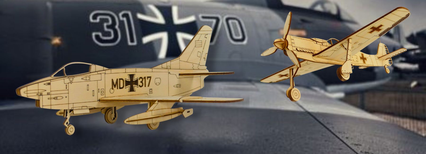 Luftwaffen  Flugzeugmodelle aus Holz