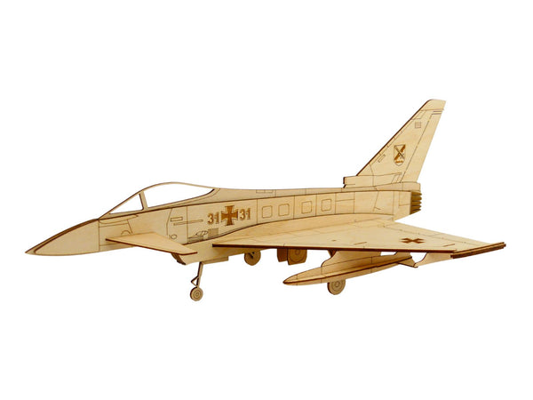 Eurofighter Typhoon Deko Flugzeugmodell aus Holz auf einem Ständer