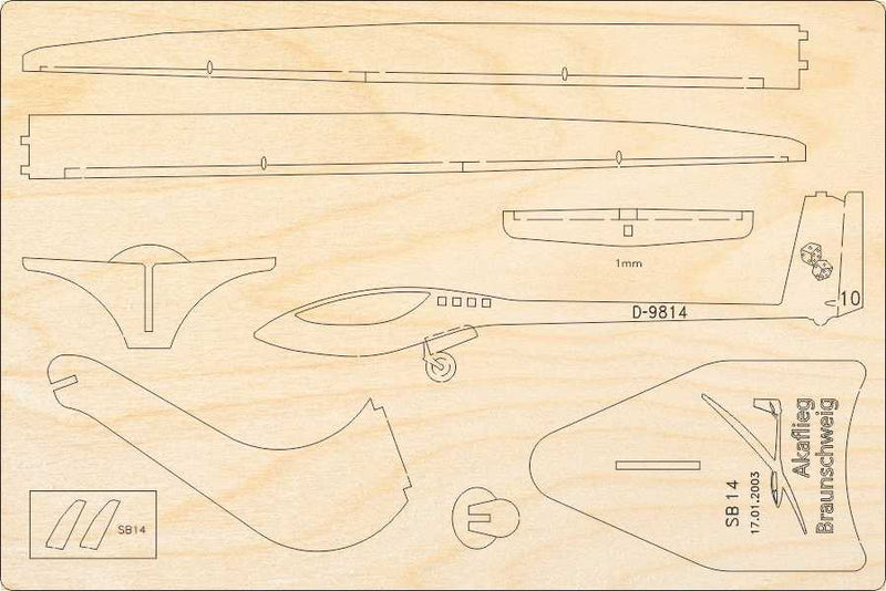 SB 14 Flugzueugmodell Bausatz aus Holz von Pure Planes