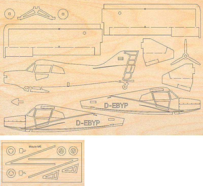 Maule M6 Flugzeug Modell Bausatz aus Holz zum Zusammenkleben