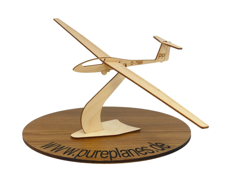 Schempp Hirth Mini Nimbus Segelflugzeug Modell aus Holz auf einem Ständer zur Dekoration