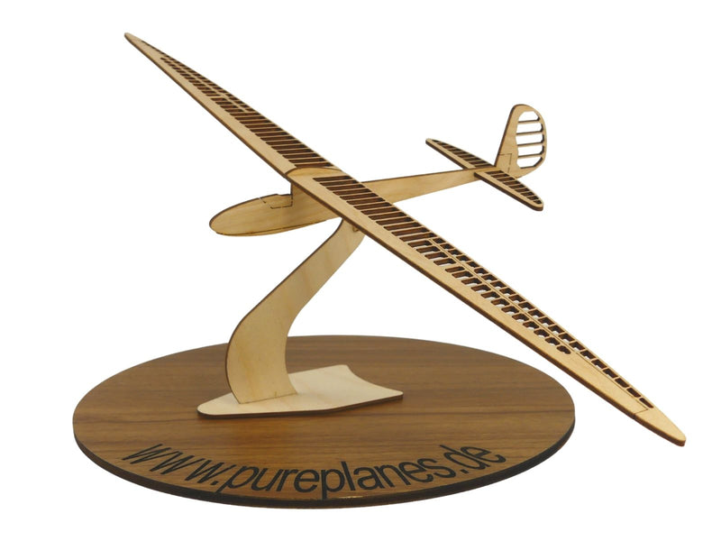 Mü 3 Kakadu Flugzeugmodell auf einem Ständer aus Holz