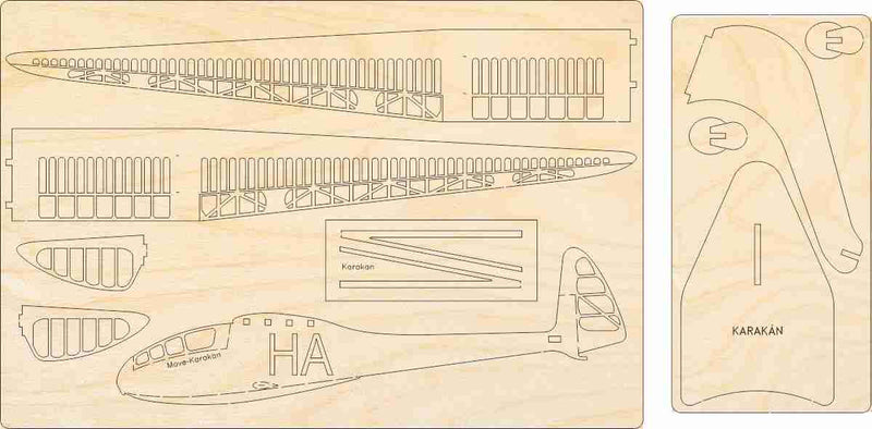 ungarisches Segelflugzeug Karakan von Lajos Rotter als Deko Holzmodell